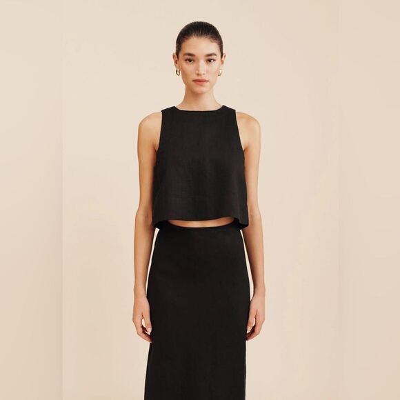 NWT POSSE AURORA LINEN MAXI SKIRT - BLACK - Picture 5 of 10
